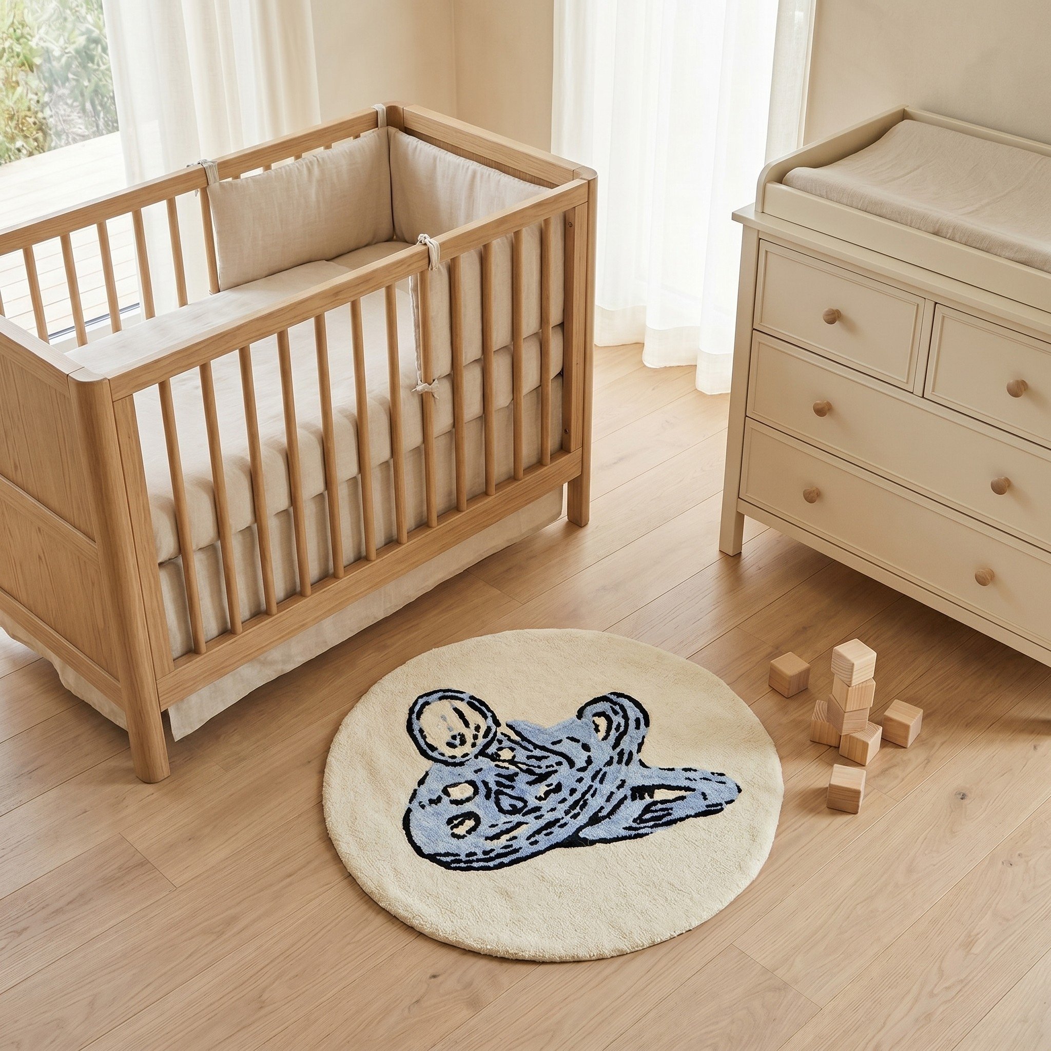Tapis enfant en coton dessin tétine bébé TOTOTTE BOY, THE DECO FACTORY