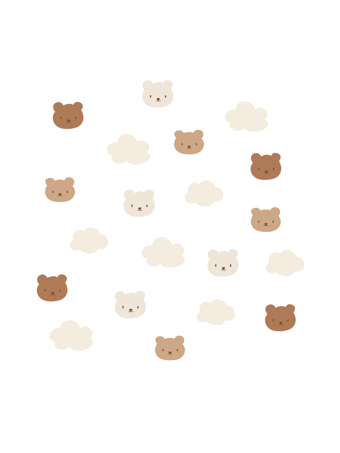 Lot de 20 stickers oursons et nuages, VERTBAUDET