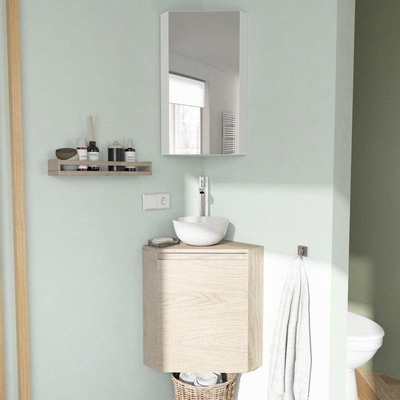 Lave-mains angle + vasque + armoire SORRENTO, MOB IN