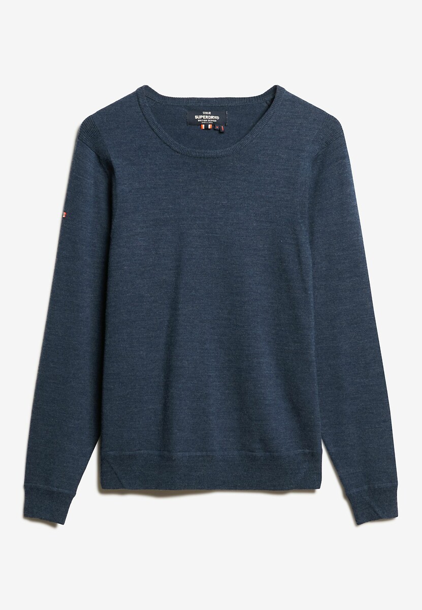 Pull col rond en laine mérinos, SUPERDRY