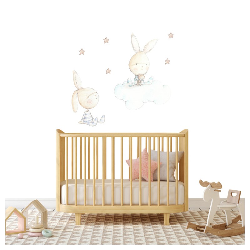 Sticker mural enfant petits lapins Twin rabbit, SUENOS DE CIGUENA