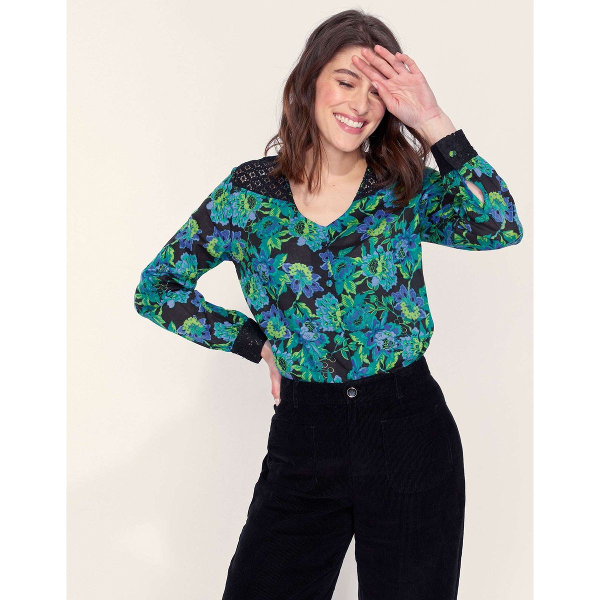 Blouse femme verte discount fleurie