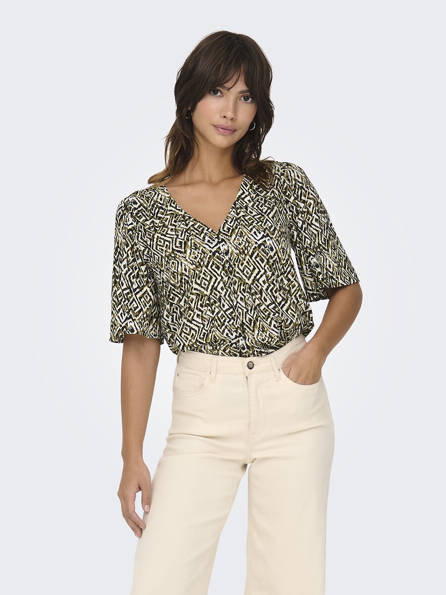 Bedrukte blouse met V-hals, JDY