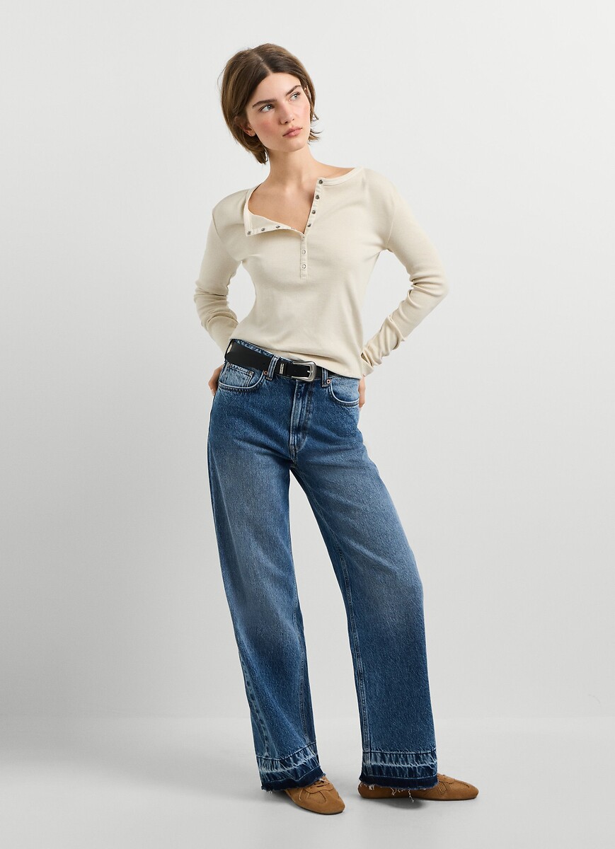 Press-Stud Collar Long Sleeve T-Shirt, PEPE JEANS