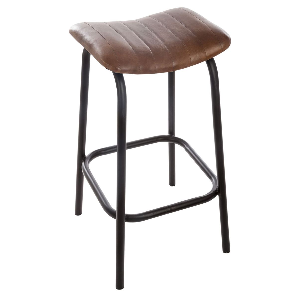 Tabouret de bar en cuir r tro h. 75 cm Couleur marron Atmosphera