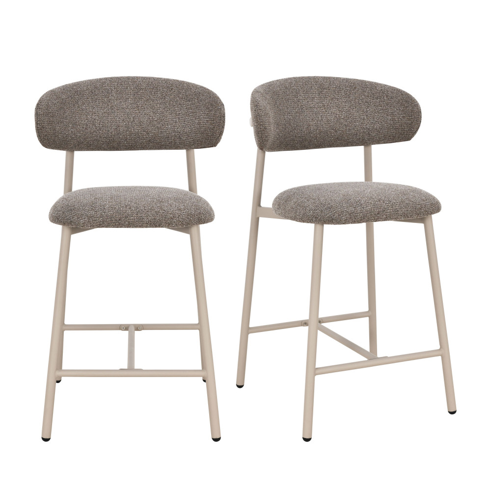 Lot de 2 chaises de bar en tissu pieds beiges H65cm- DRACO, DRAWER