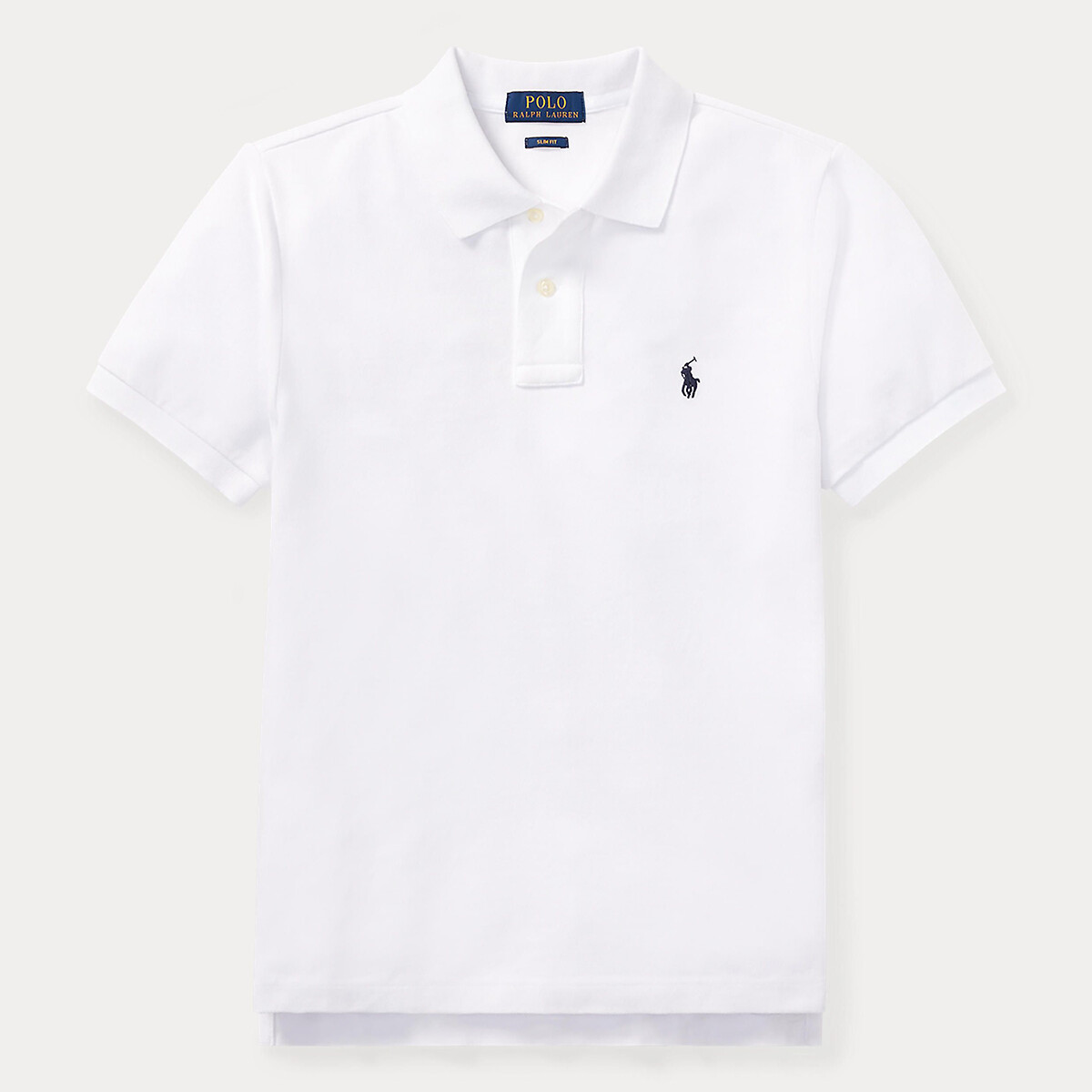 Image of Embroidered Logo Polo Shirt in Cotton with Short Sleeves, 8-16 Years