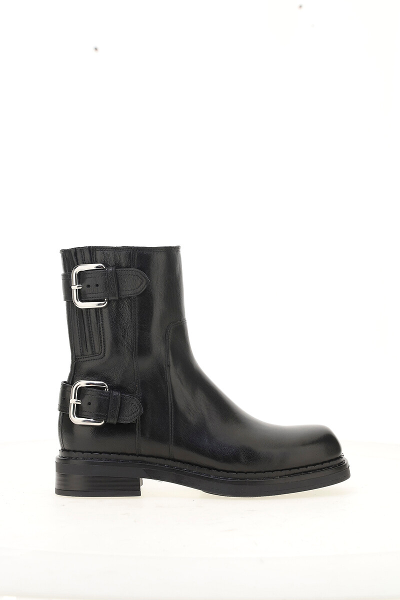 Leather Ankle Boots with Buckles, MJUS