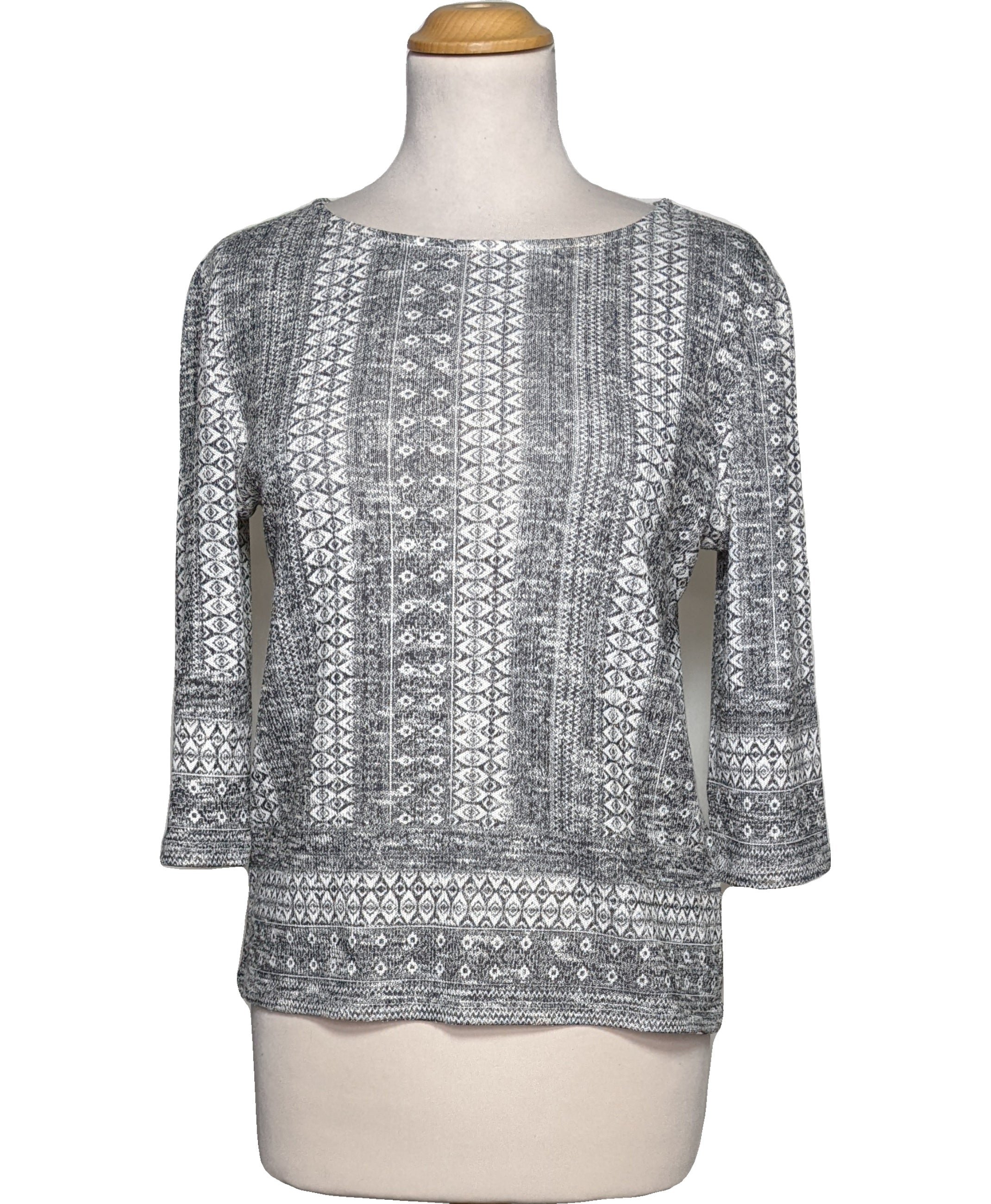 T-Shirt Pimkie Taille 42 - Fleur Rose Et Gris, Manches Longues, Occasion Très Bon État