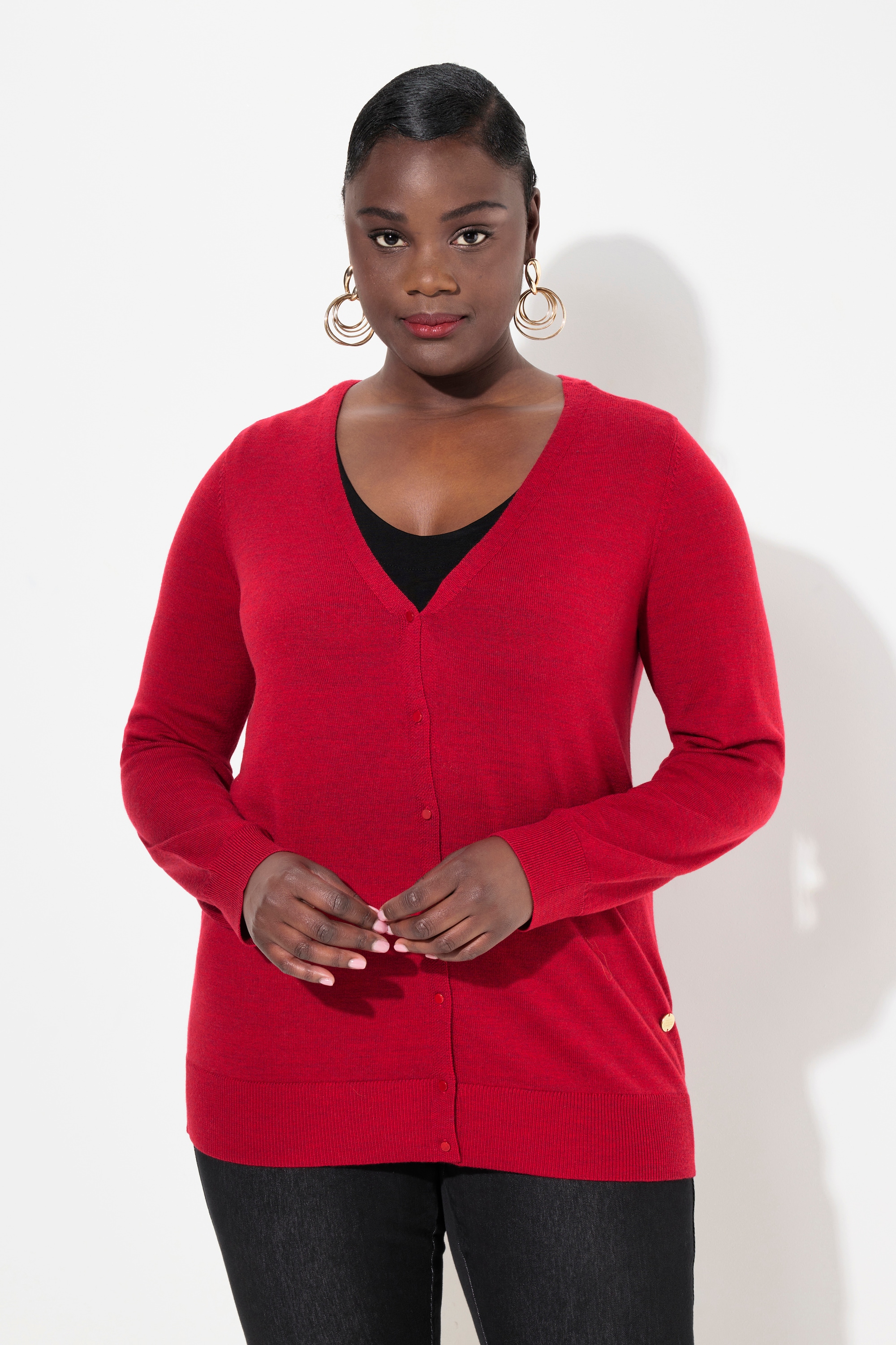 Cardigan à col en V et manches longues, ULLA POPKEN