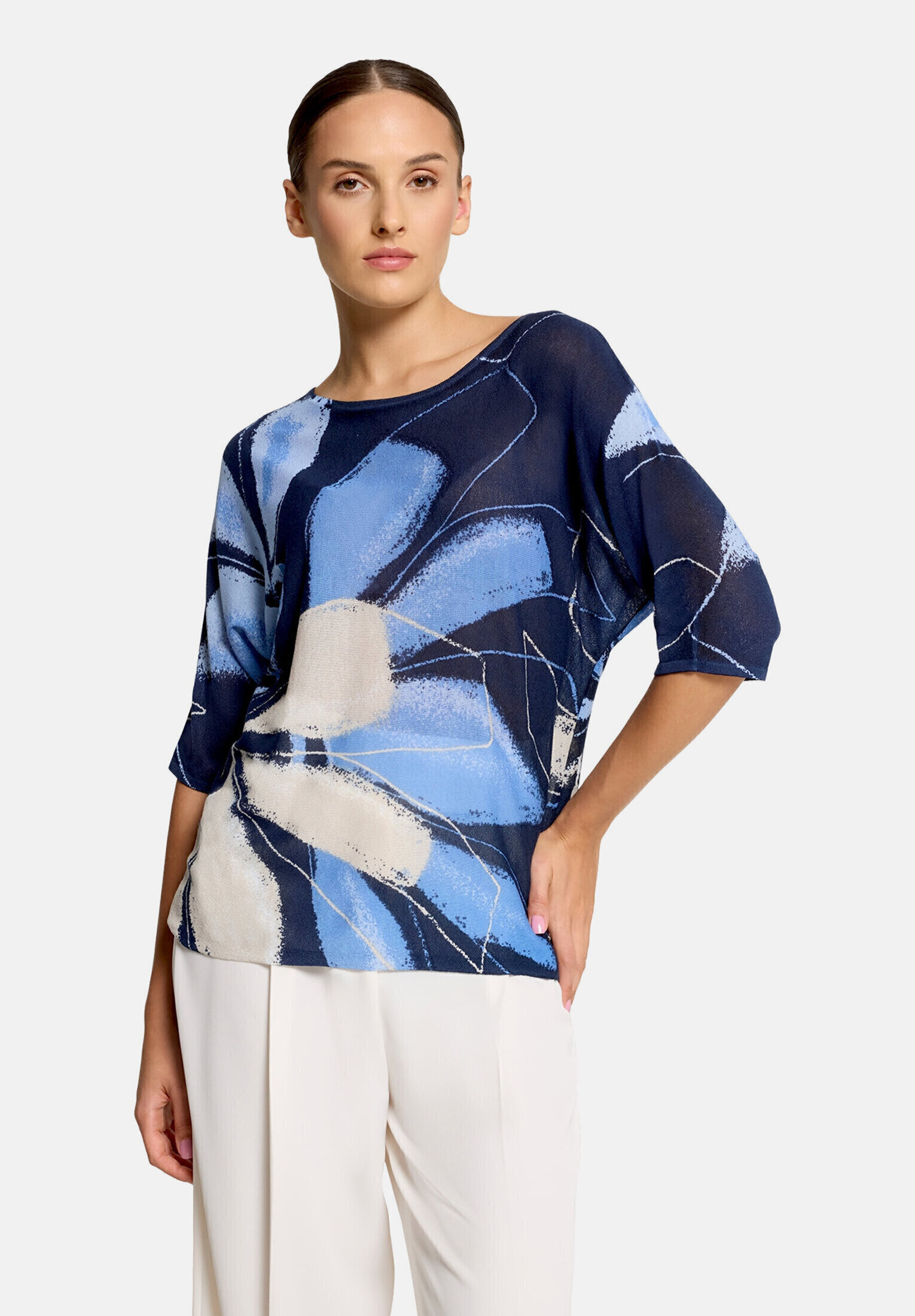 Pull-over en fine maille à imprimé, BETTY & CO