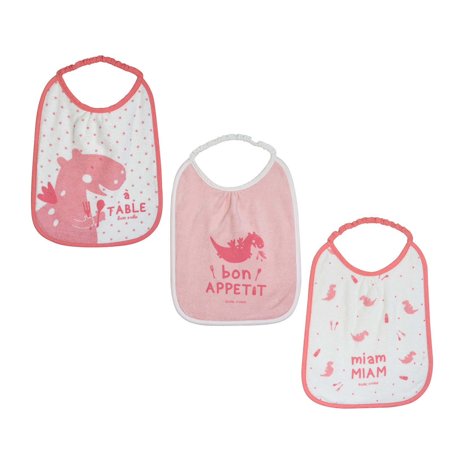 Lot de 3 bavoirs elastique jovana eponge, SUCRE D'ORGE
