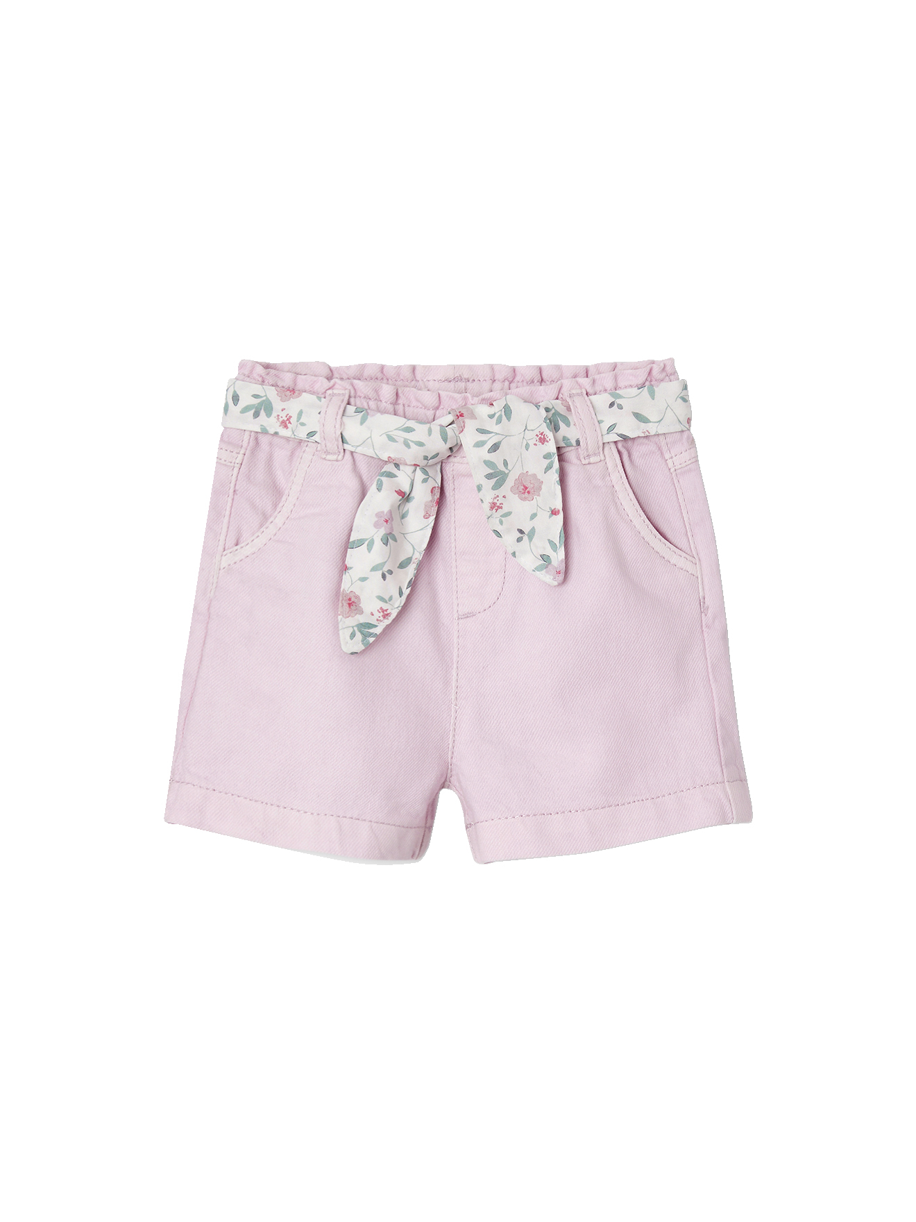Short bébé avec sa ceinture fleurie, VERTBAUDET