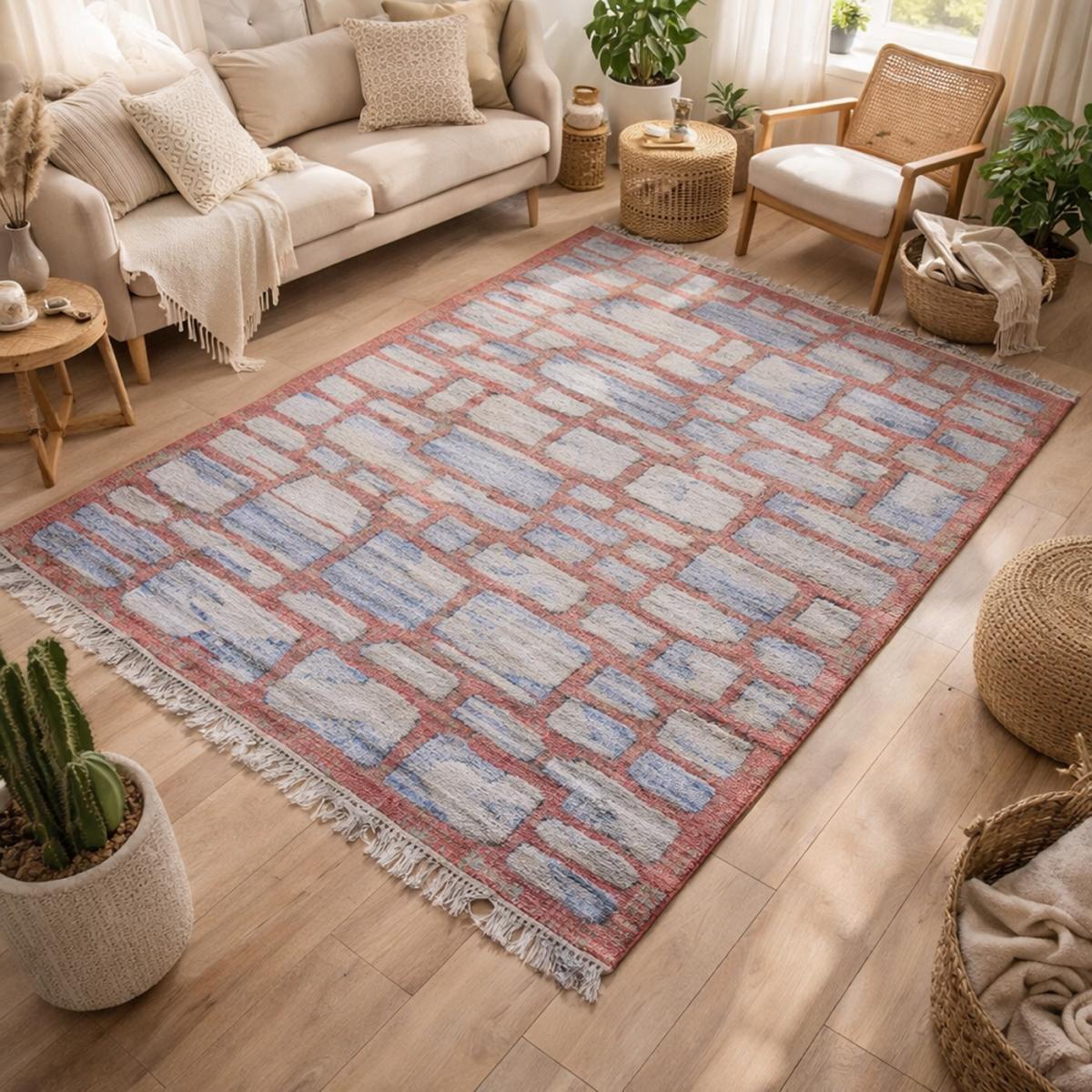 Tapis en jute fait à la main motif géométrique JUTAP, UN AMOUR DE TAPIS