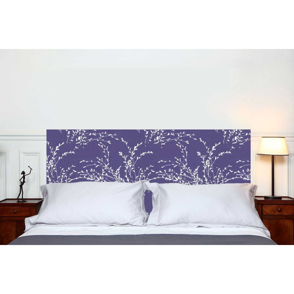Tête de lit en tissu Rameaux, fixation murale