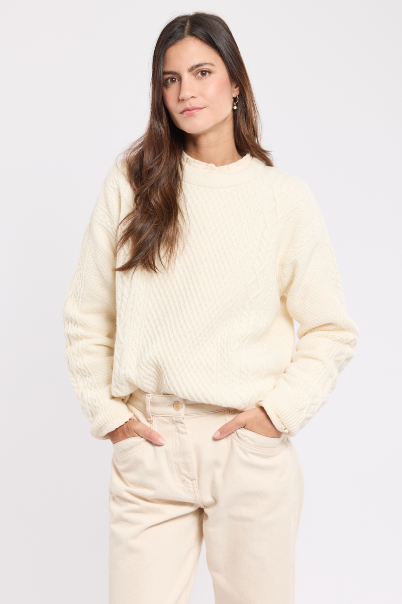 Pull à torsades en laine, ARMOR-LUX