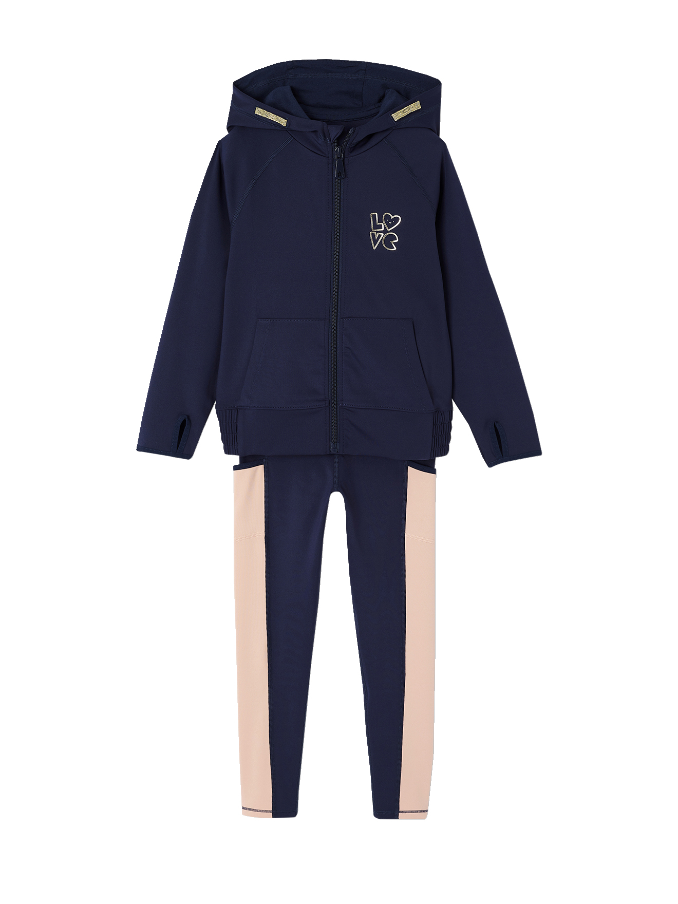 Ensemble sport sweat à capuche et legging matière tecnique, VERTBAUDET