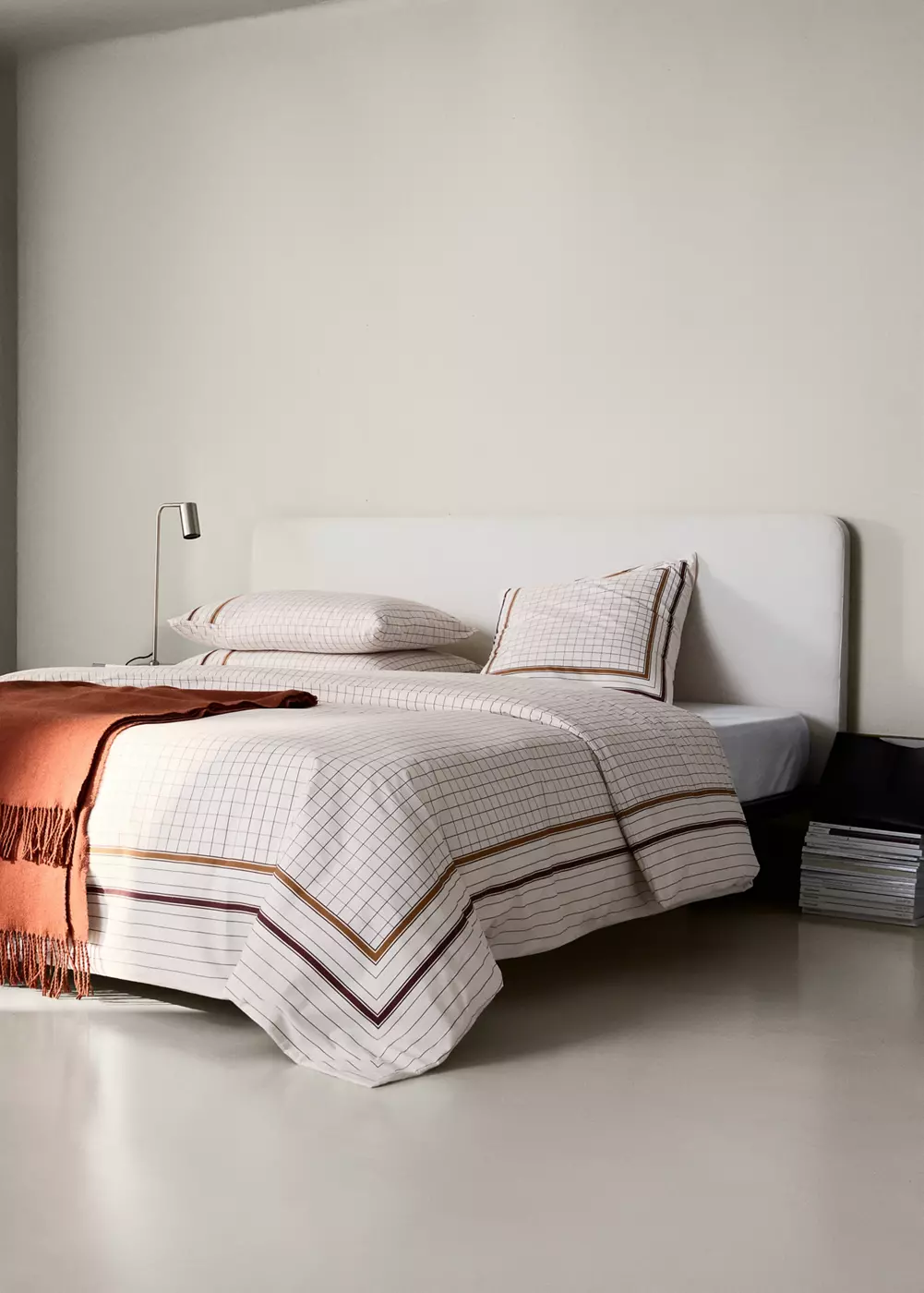 Housse de couette percale de coton 200 fils carreaux lit 90 cm, MANGO HOME