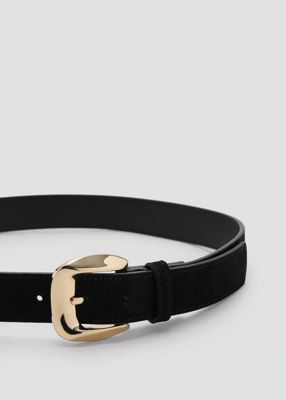Ceinture en daim avec boucle carrée, MANGO
