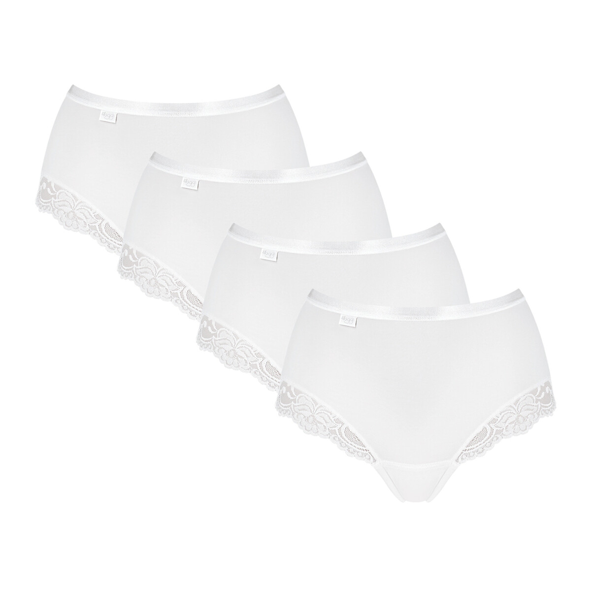 3 Pack Ladies White Maxi Briefs with Lace Knickers Size 12 14 16