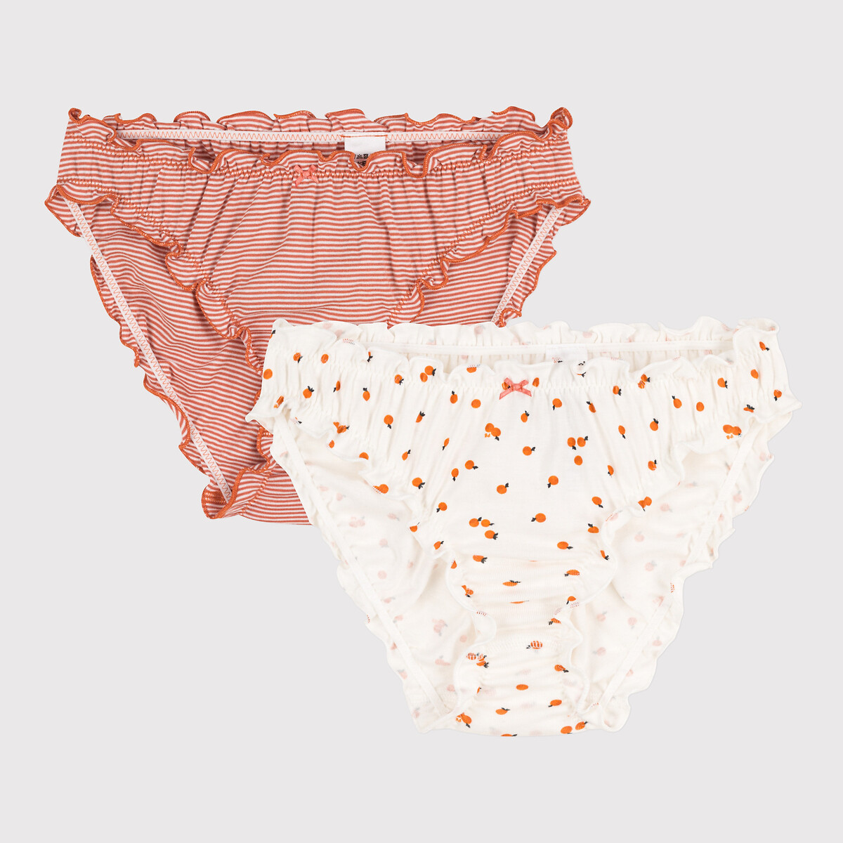 Pack of 2 Knickers in Ruffled Organic Cotton
