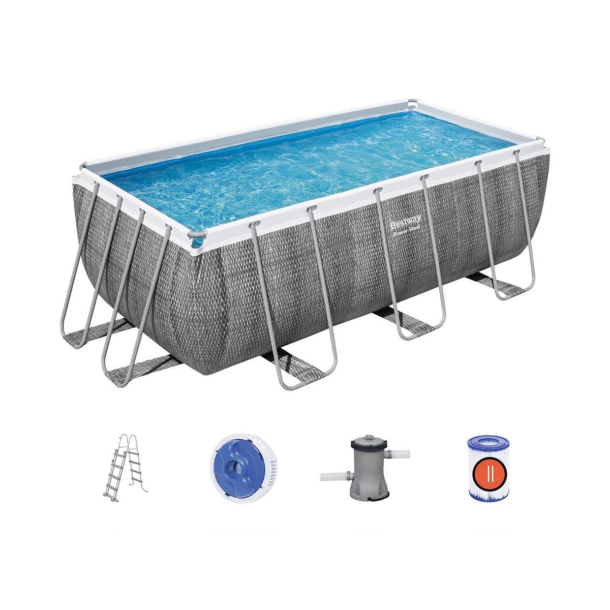 Piscine tubulaire rectangulaire Power Steel 4,12 x 2,01 x 1,22 m - Bestway