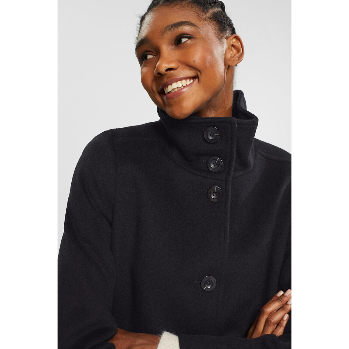 Black high neck coat deals