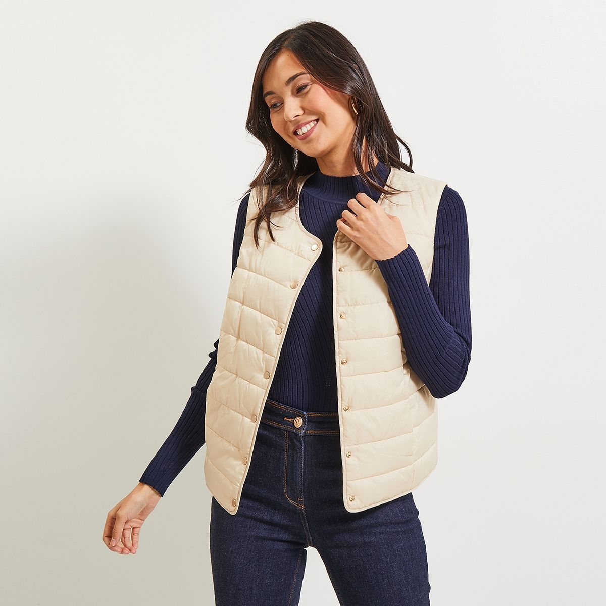 Doudoune sans deals manche femme beige