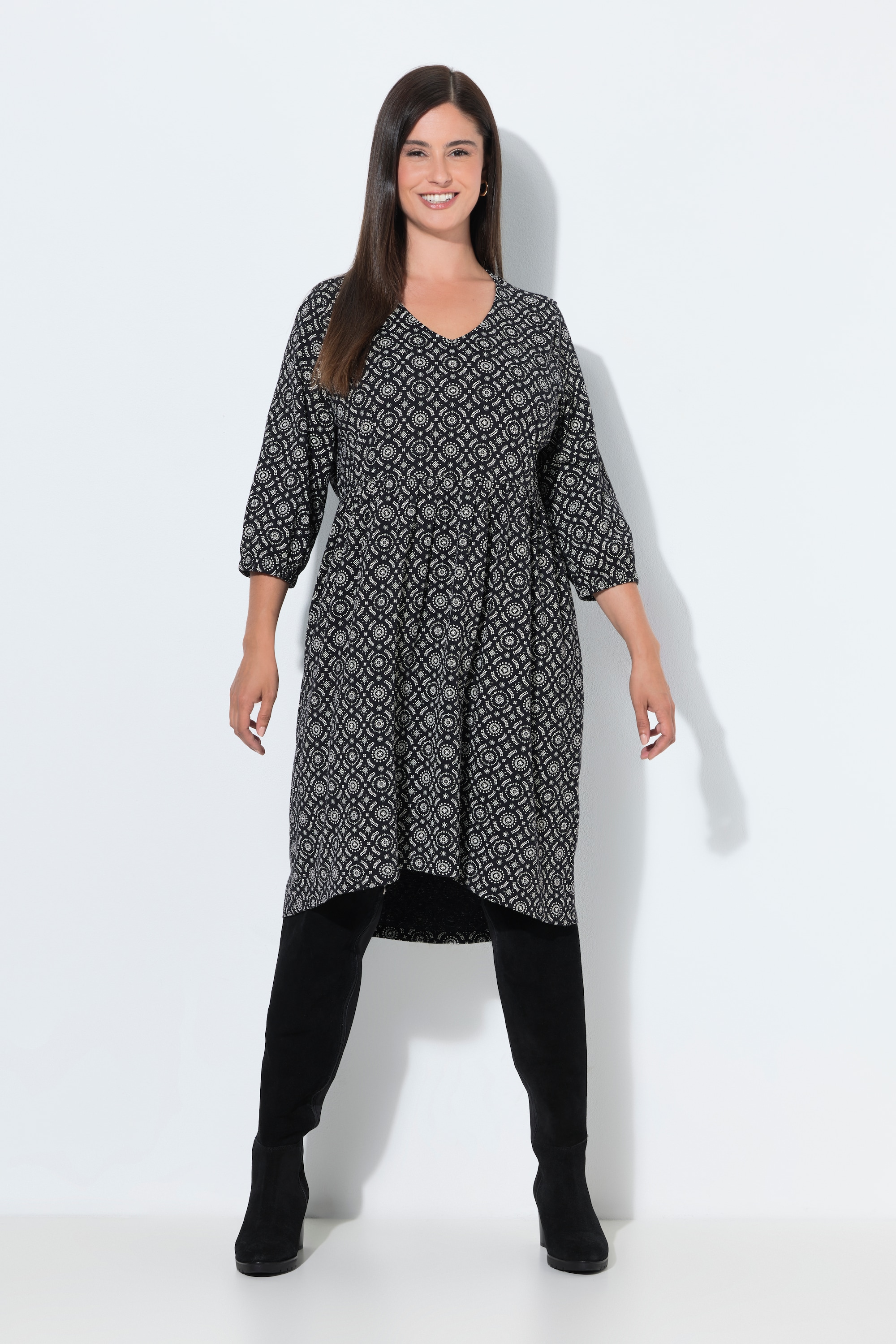 Robe avec imprimé, coupe évasée, ULLA POPKEN