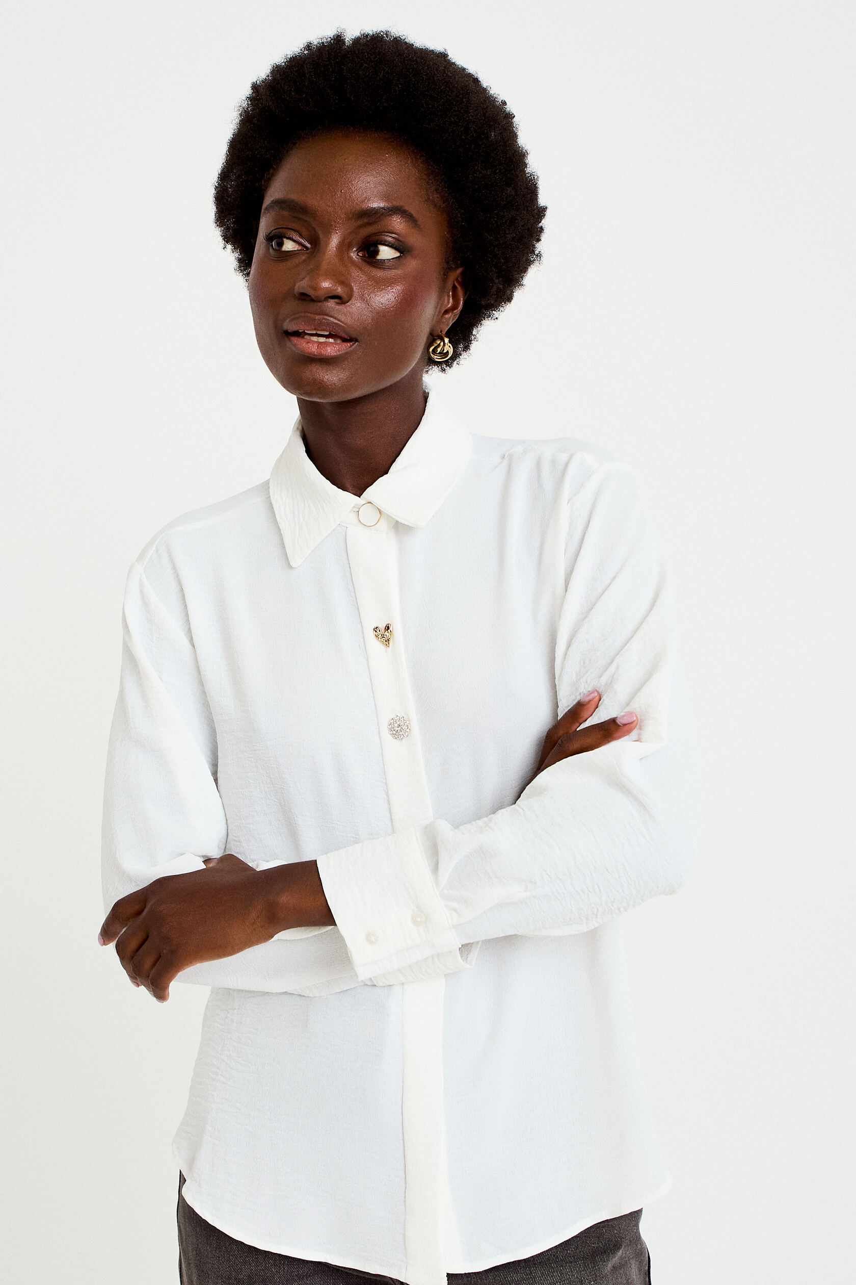 Chemise droite plissée manches longues, CACHE CACHE