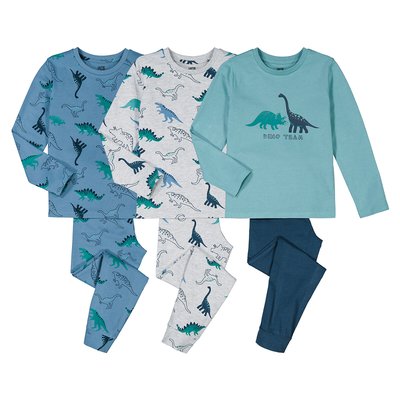 Set van 3 pyjama's met dinosaurussenprint LA REDOUTE COLLECTIONS
