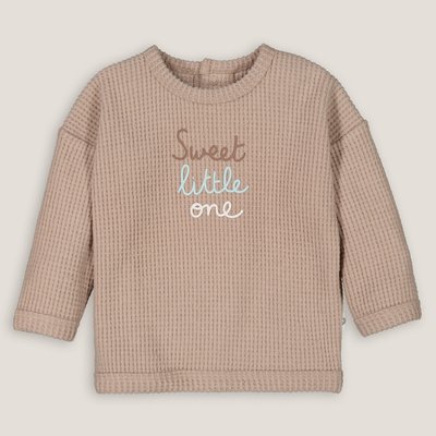 Waffle Crew Neck Sweatshirt with Press-Stud Fastening at the Back LA REDOUTE COLLECTIONS