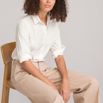 Organic Cotton Fitted Shirt with Long Sleeves LA REDOUTE COLLECTIONS