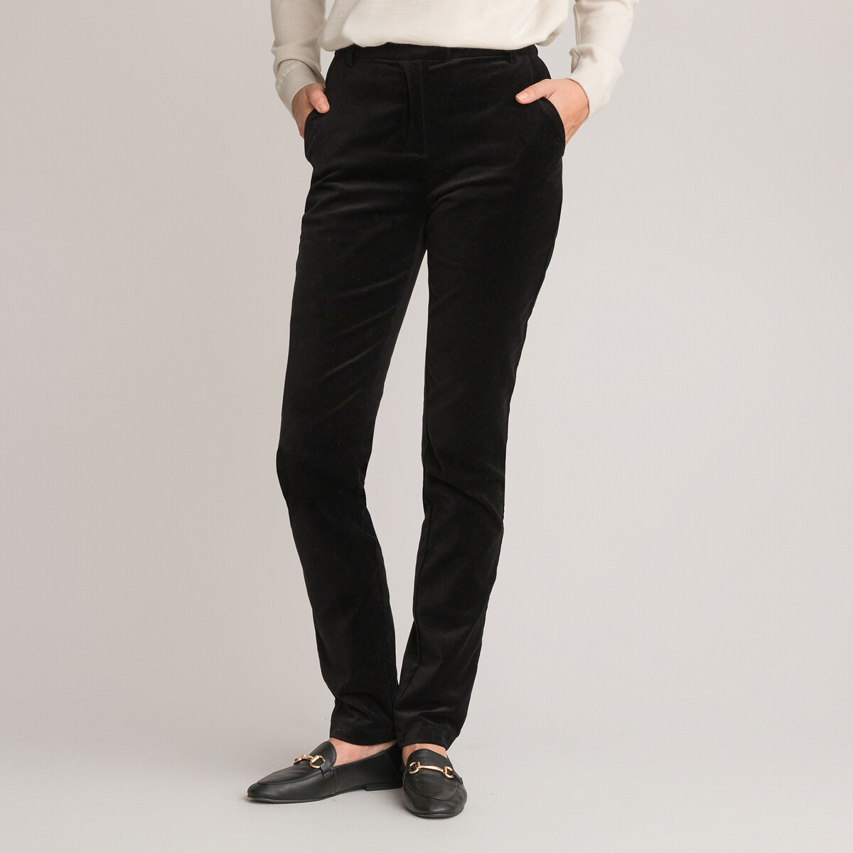 Velvet peg trousers, length 30.5