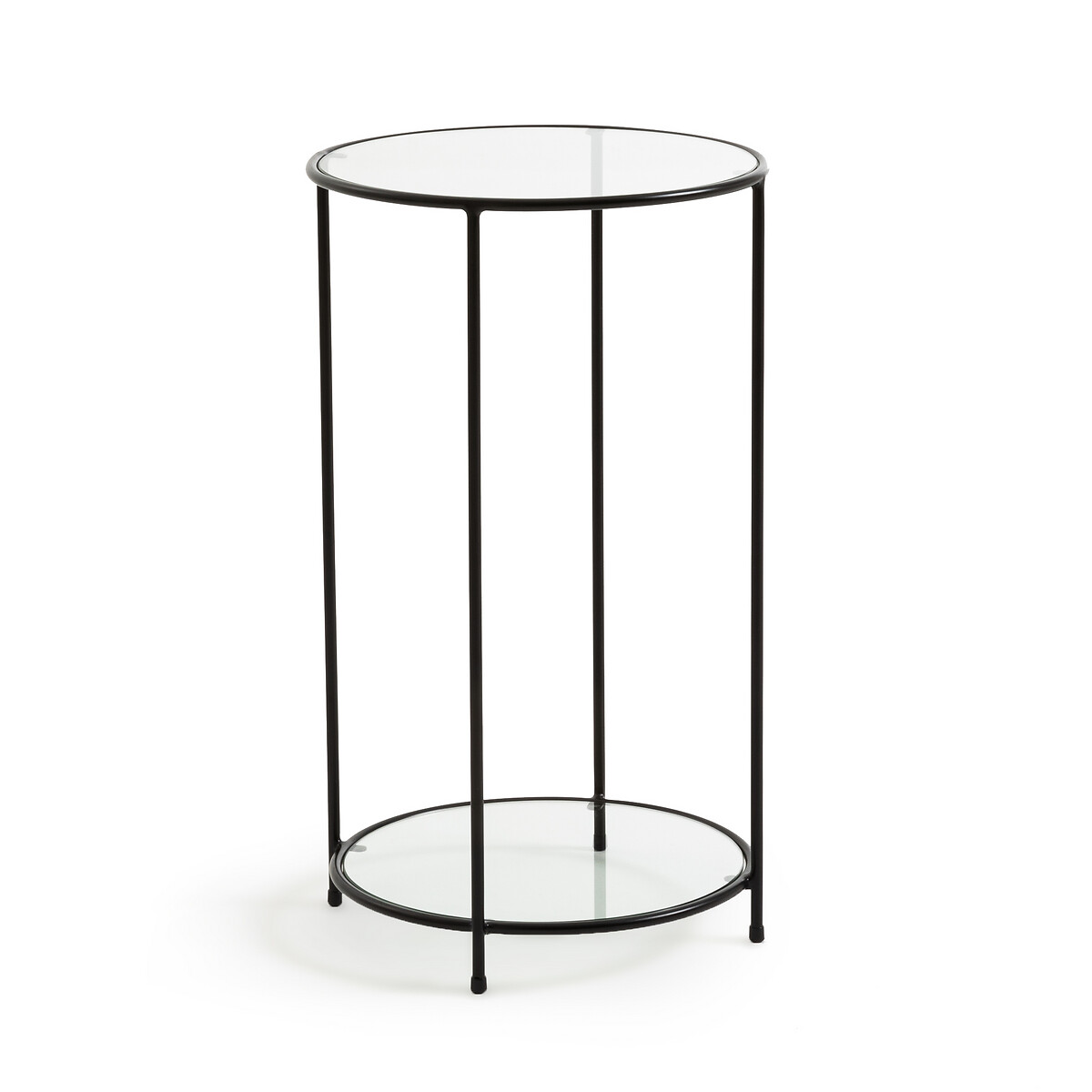 Sybil Tempered Glass & Metal Bedside Table