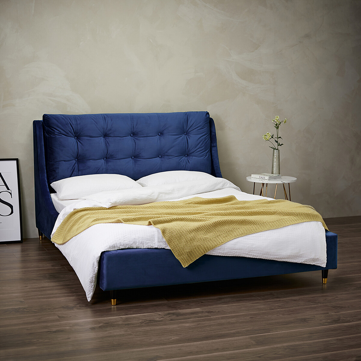Upholstered Velvet Pillow Back, Pillow Bed Frame