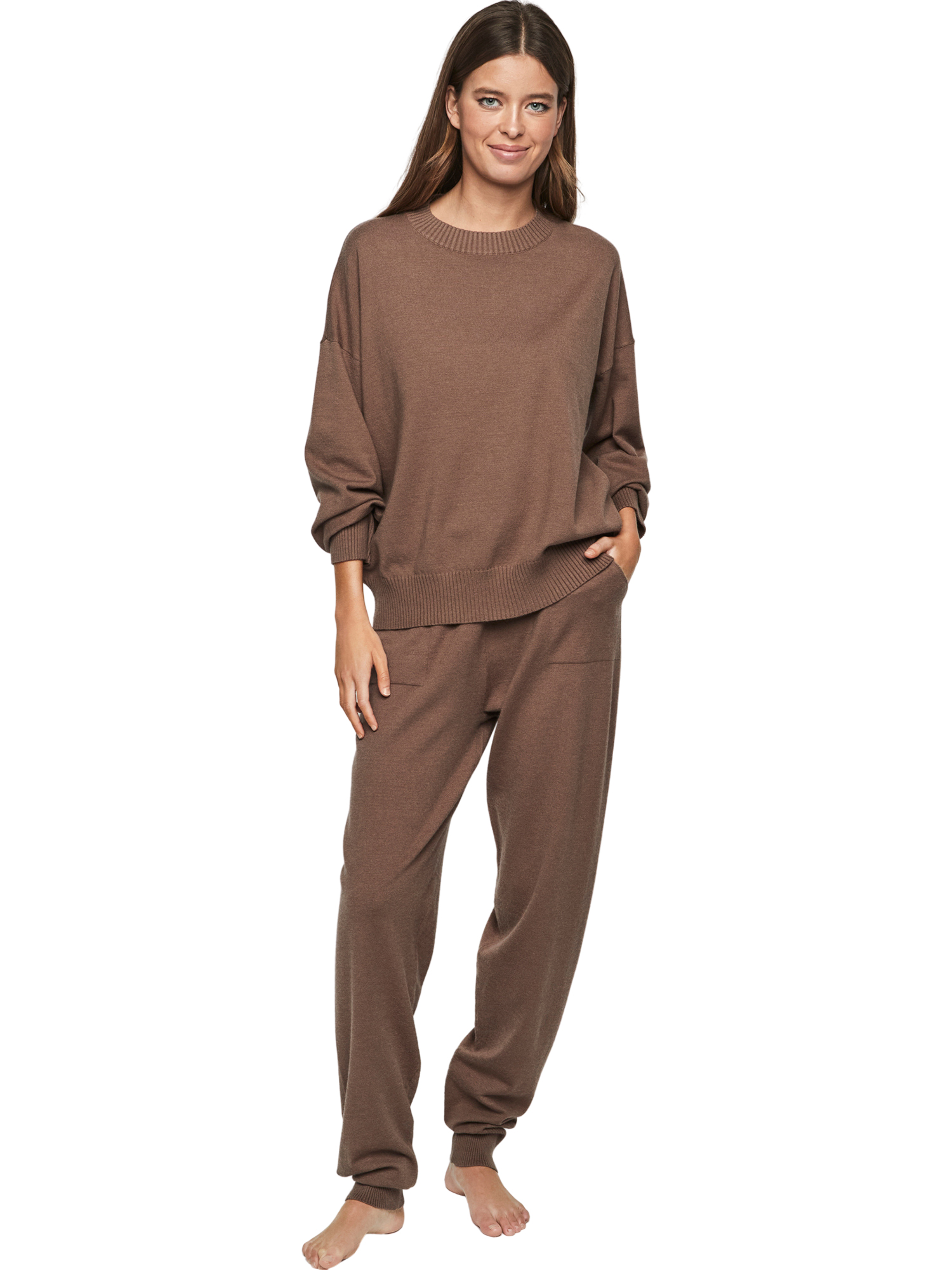 Tenue détente pyjama pantalon top col rond P108 MINIMAL PREMIUM, SELMARK