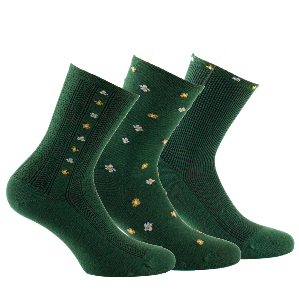 Pack de 3 paires de mi-chaussettes motif floral, KINDY