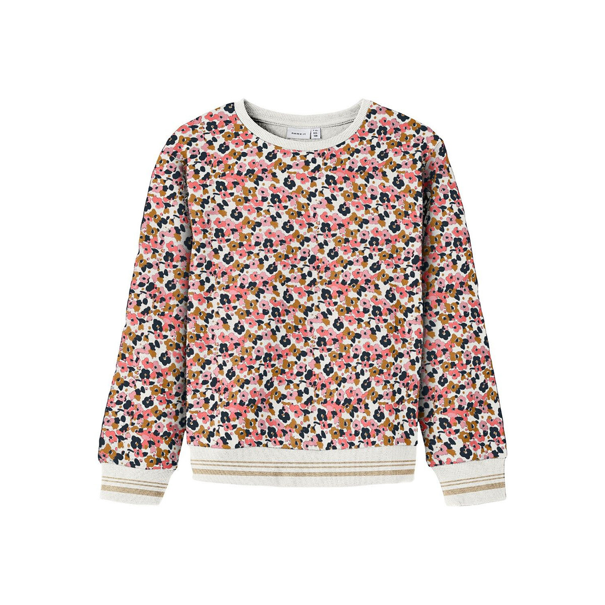 Image of Floral Print Cotton Sweatshirt with Crew Neck
