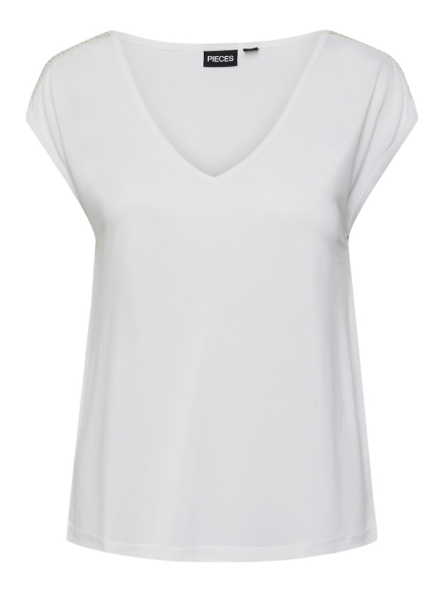 T-shirt manches courtes, bijoux épaules, PIECES