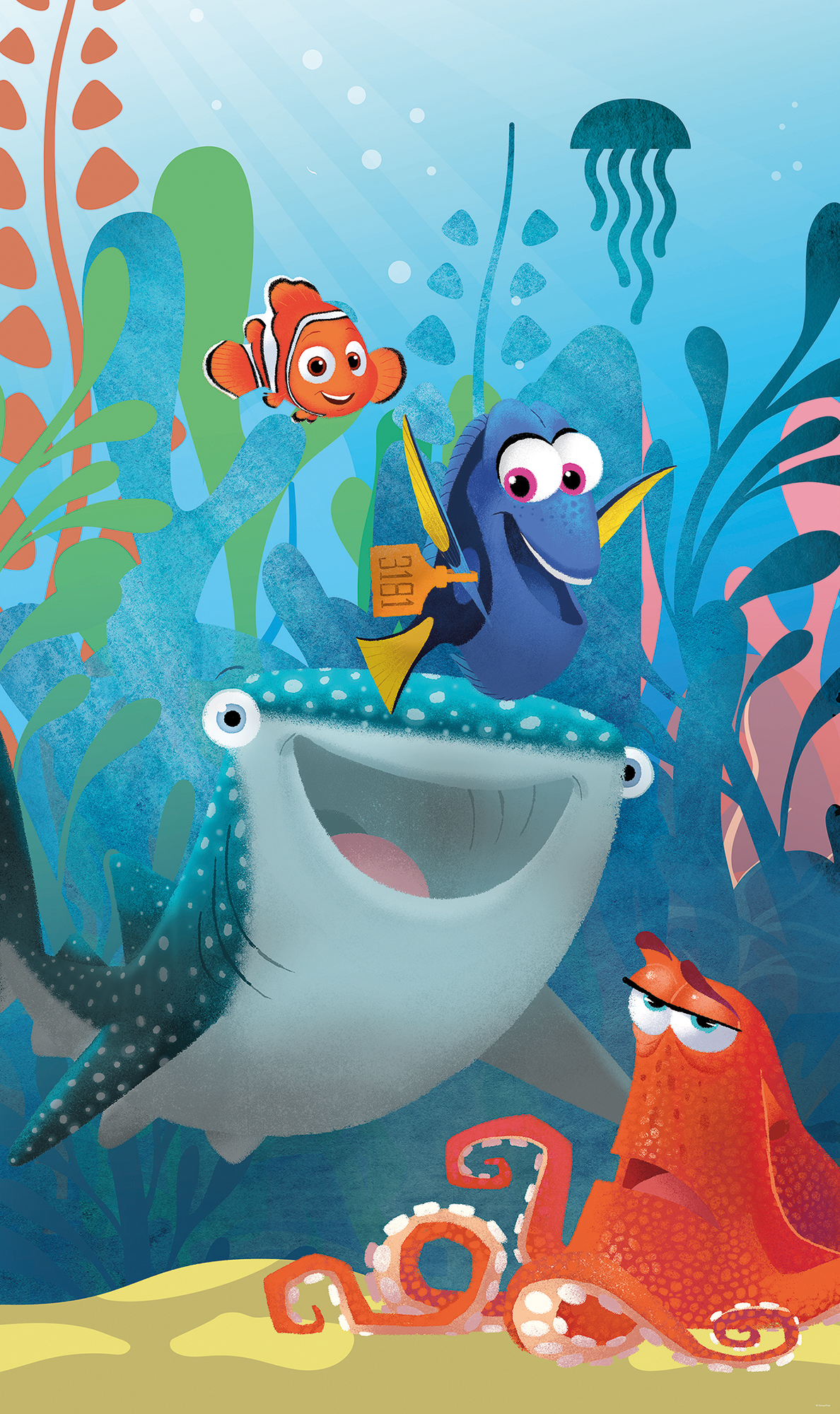 Papier peint Komar - Panel Finding Dory Aquarell - 120 x 200 cm, HEXOA