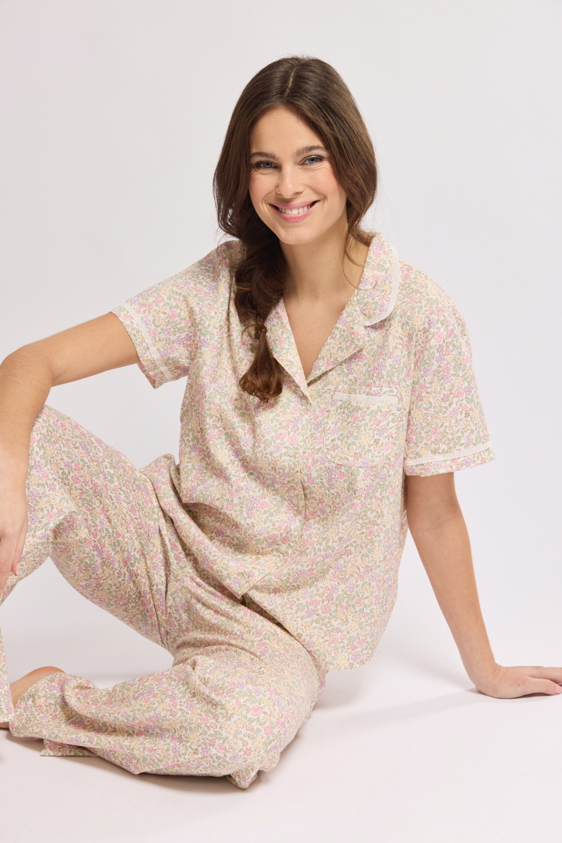 Pyjama imprimé fleurs - coton, ARMOR-LUX