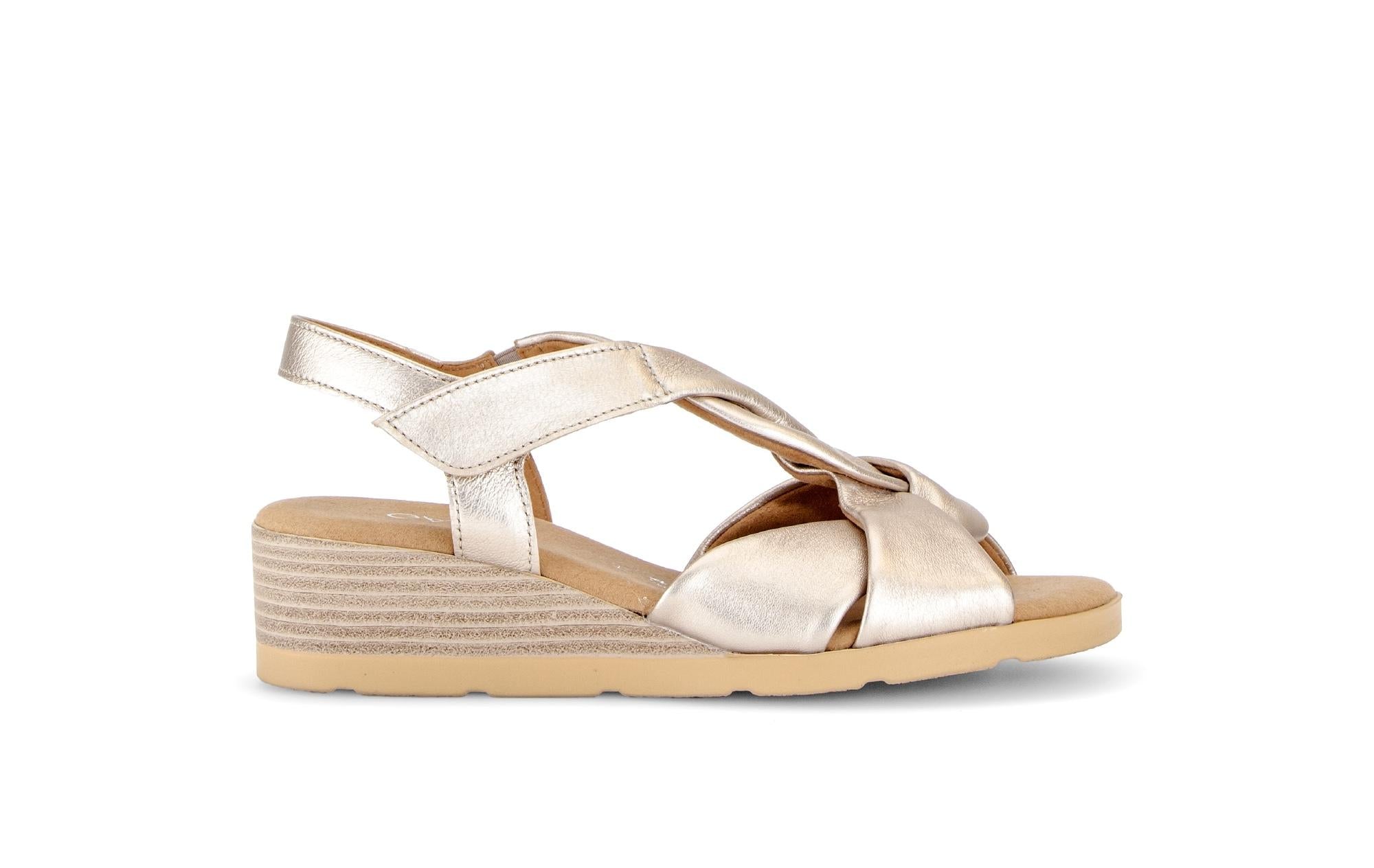 Sandales en cuir à talon compensé, GABOR