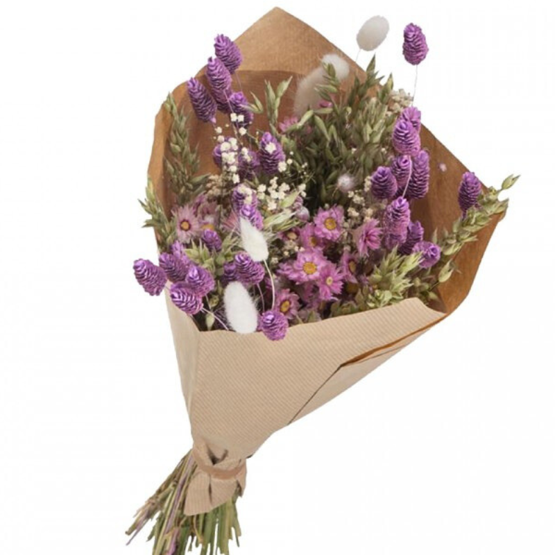 Bouquet de fleurs séchées mariage Mix Naturel Lilas 50 cm, NATURALYS