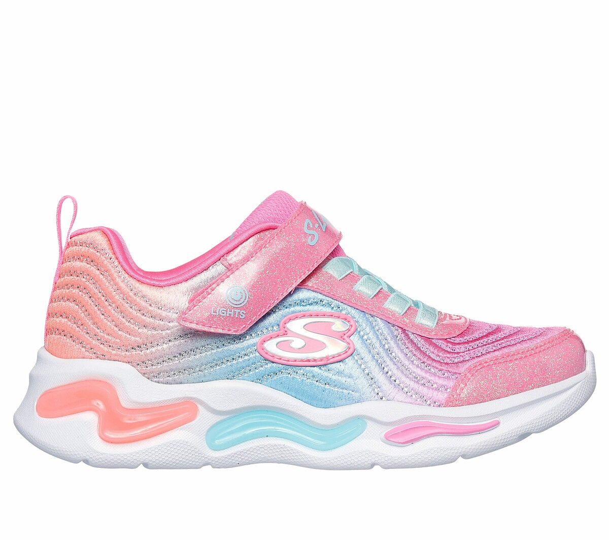 Kids wavy beams ombre express light up trainer pink multi coloured Skechers La Redoute