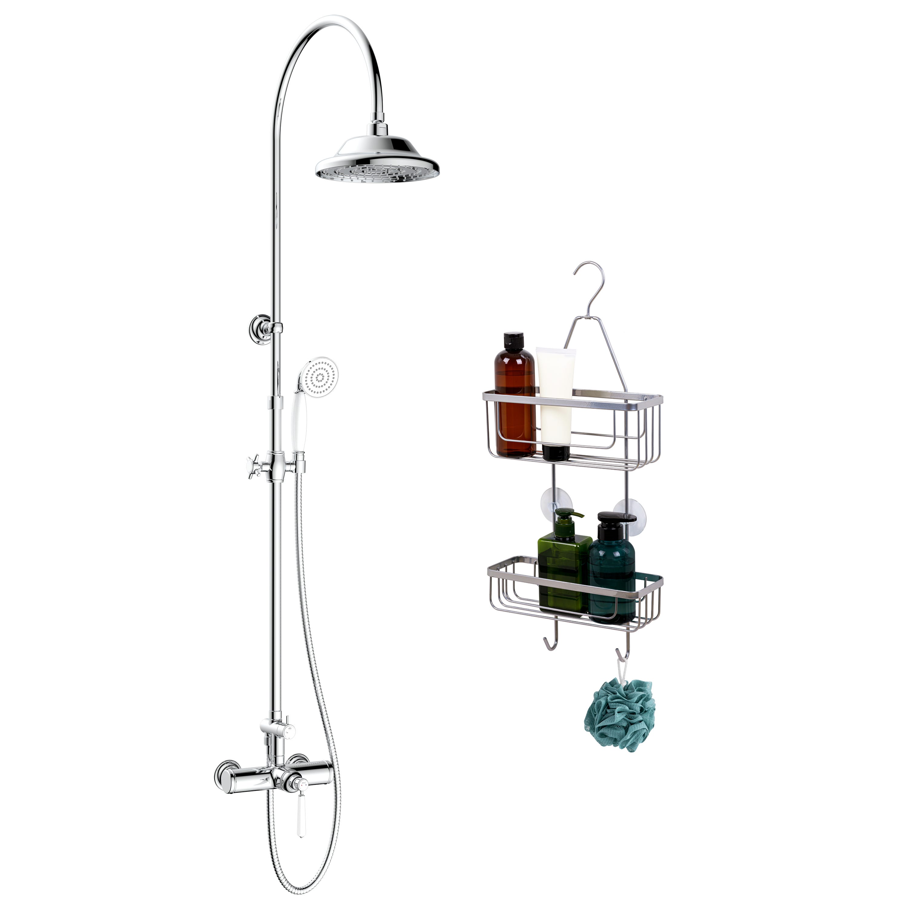 Colonne de douche mécanique et étagère, CHARM, SENSEA