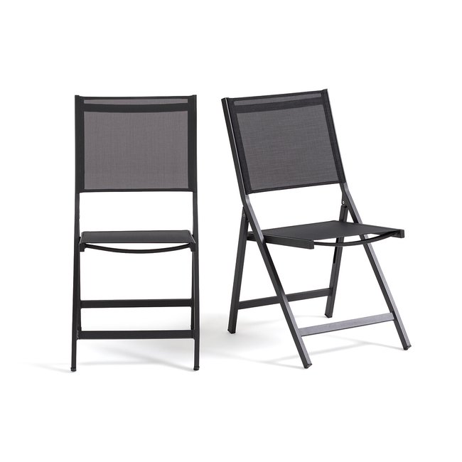 Lote de 2 sillas plegables, aluminio, Zory negro <span itemprop=