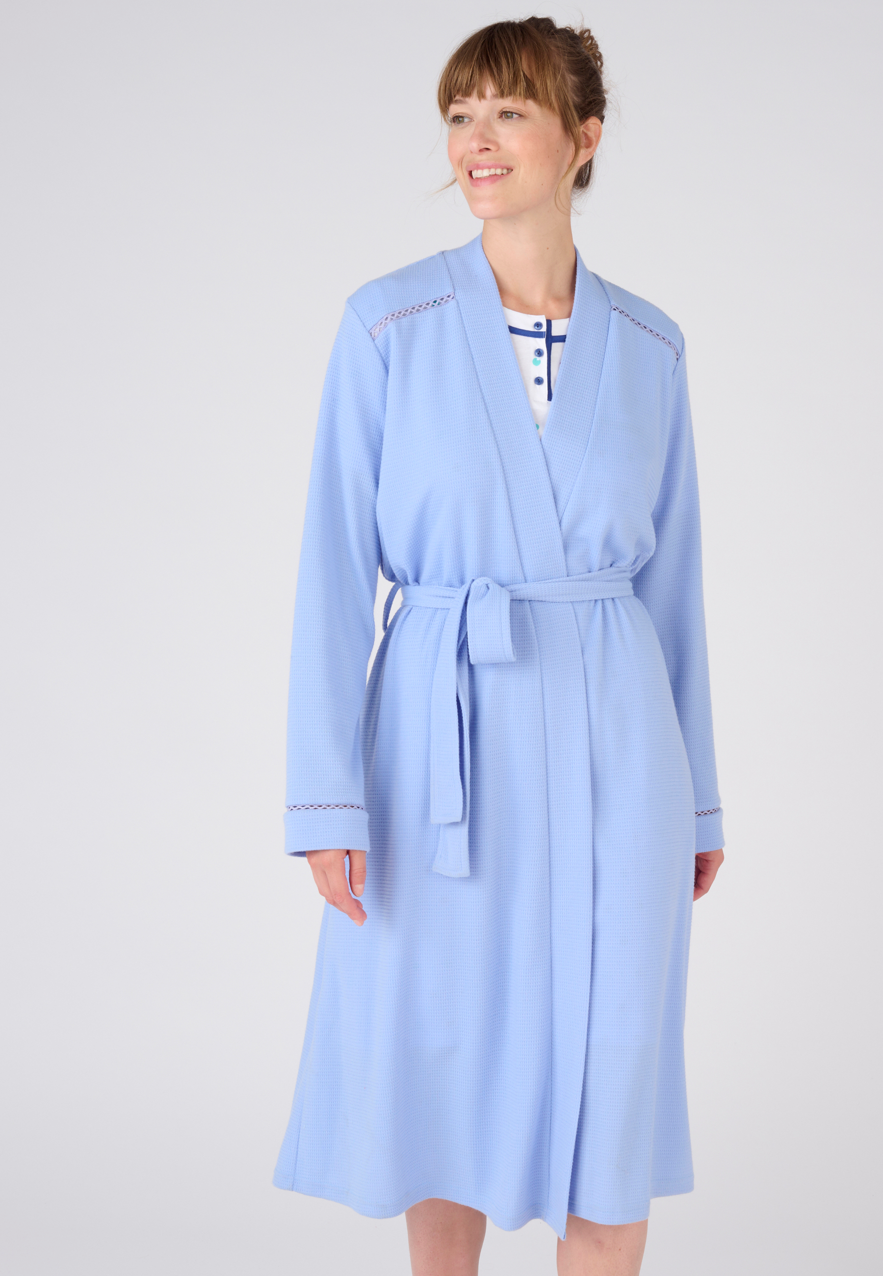 Robe de chambre maille fantaisie gaufrée, DAMART