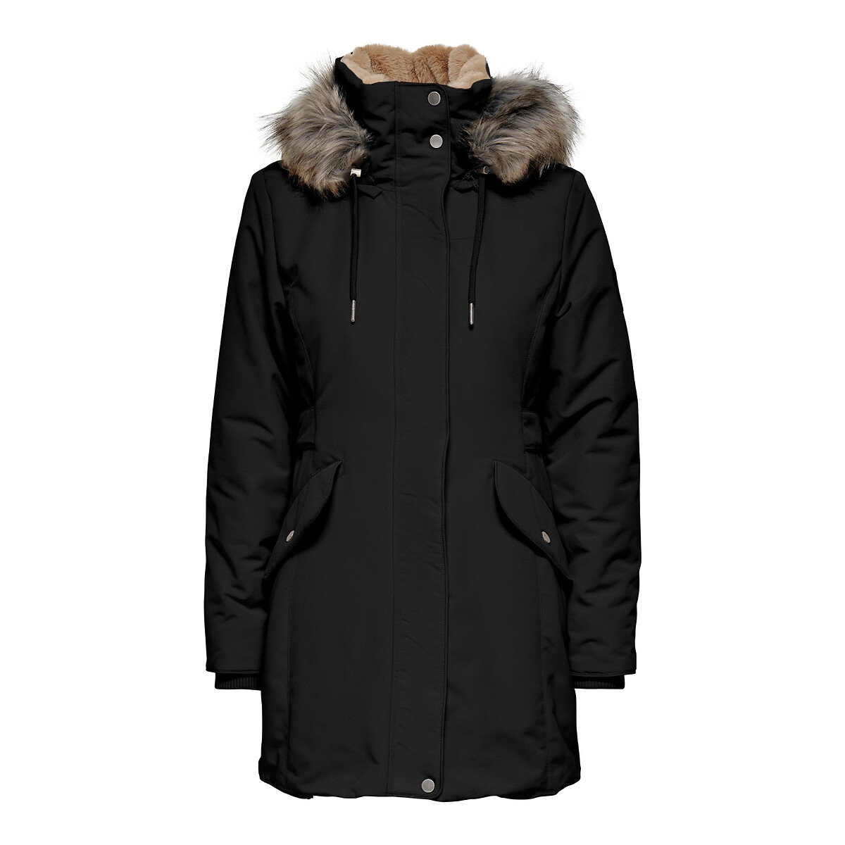 Hooded Parka with Faux Fur Trim