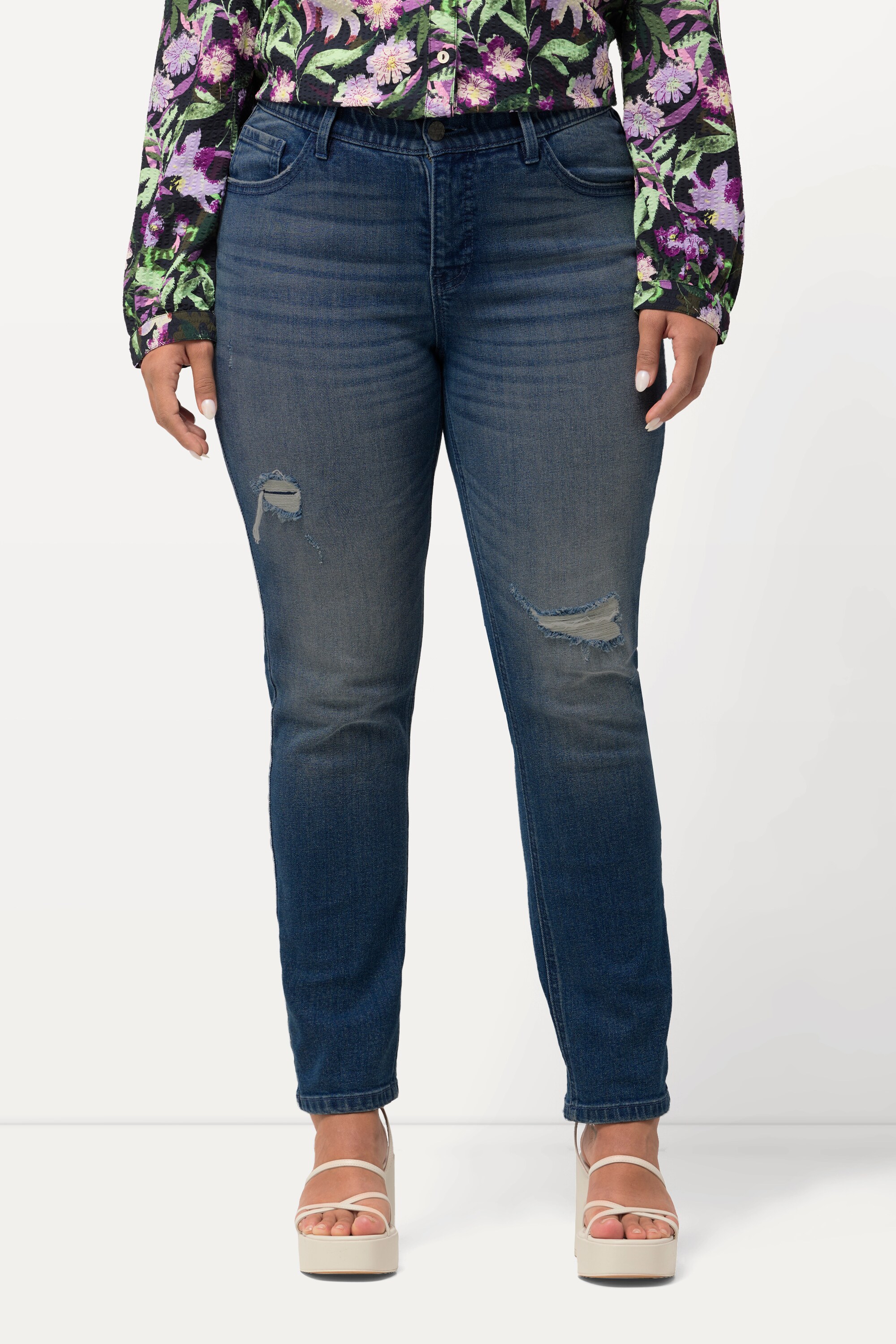 Jean Sammy, jambe ajustée. Détails destroy., ULLA POPKEN